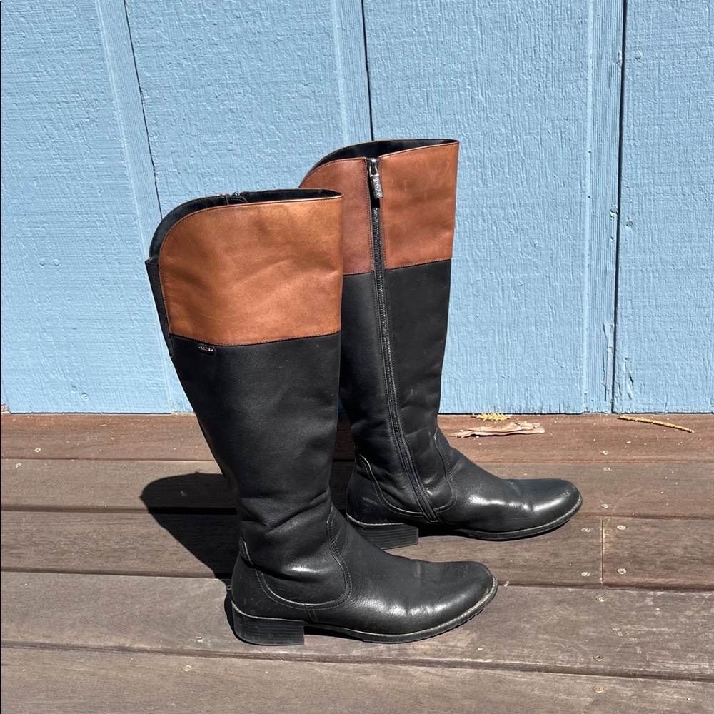 Elegant Black and Brown Knee-high Boots
